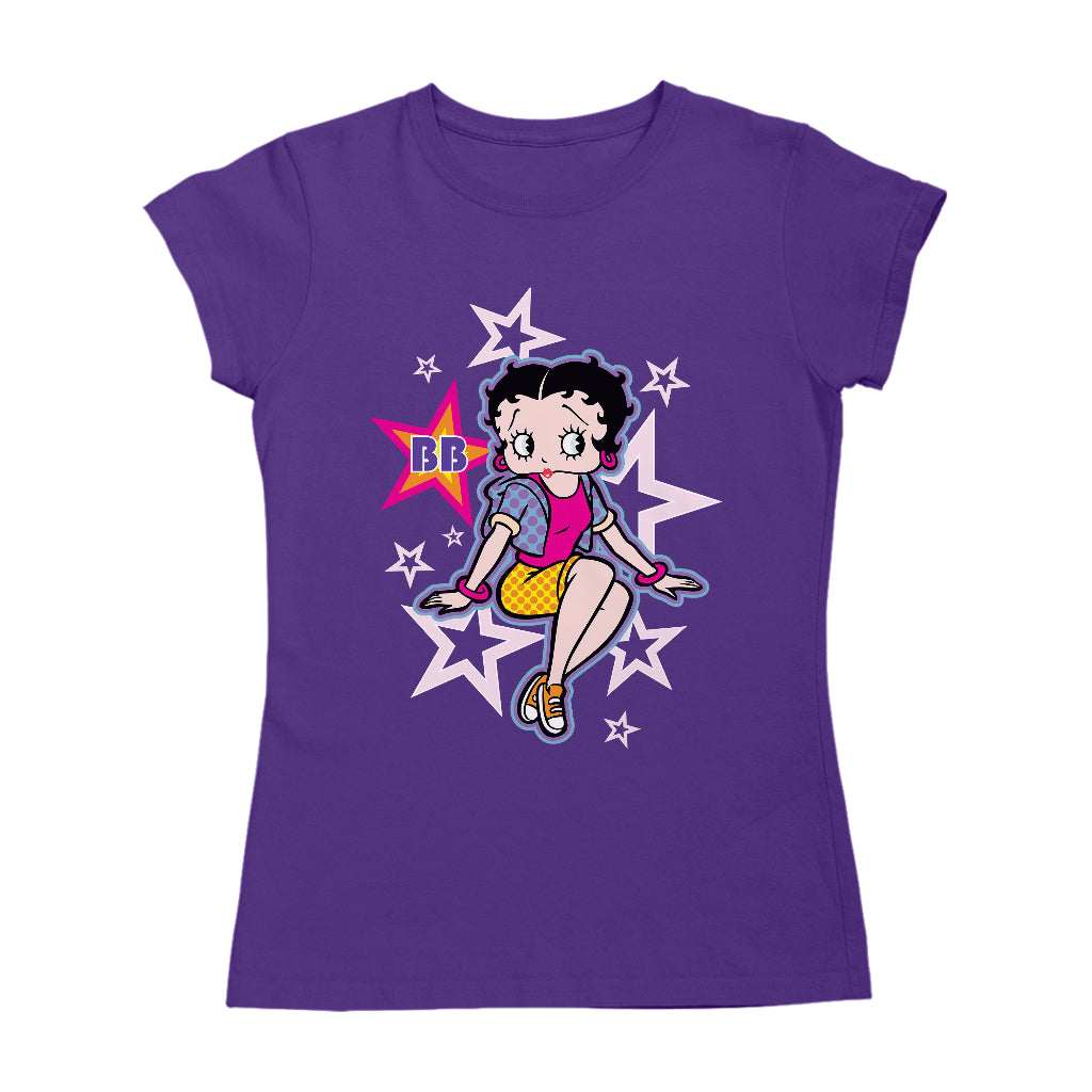 Betty Boop Sitting Stars and Dots Women's T-Shirt
