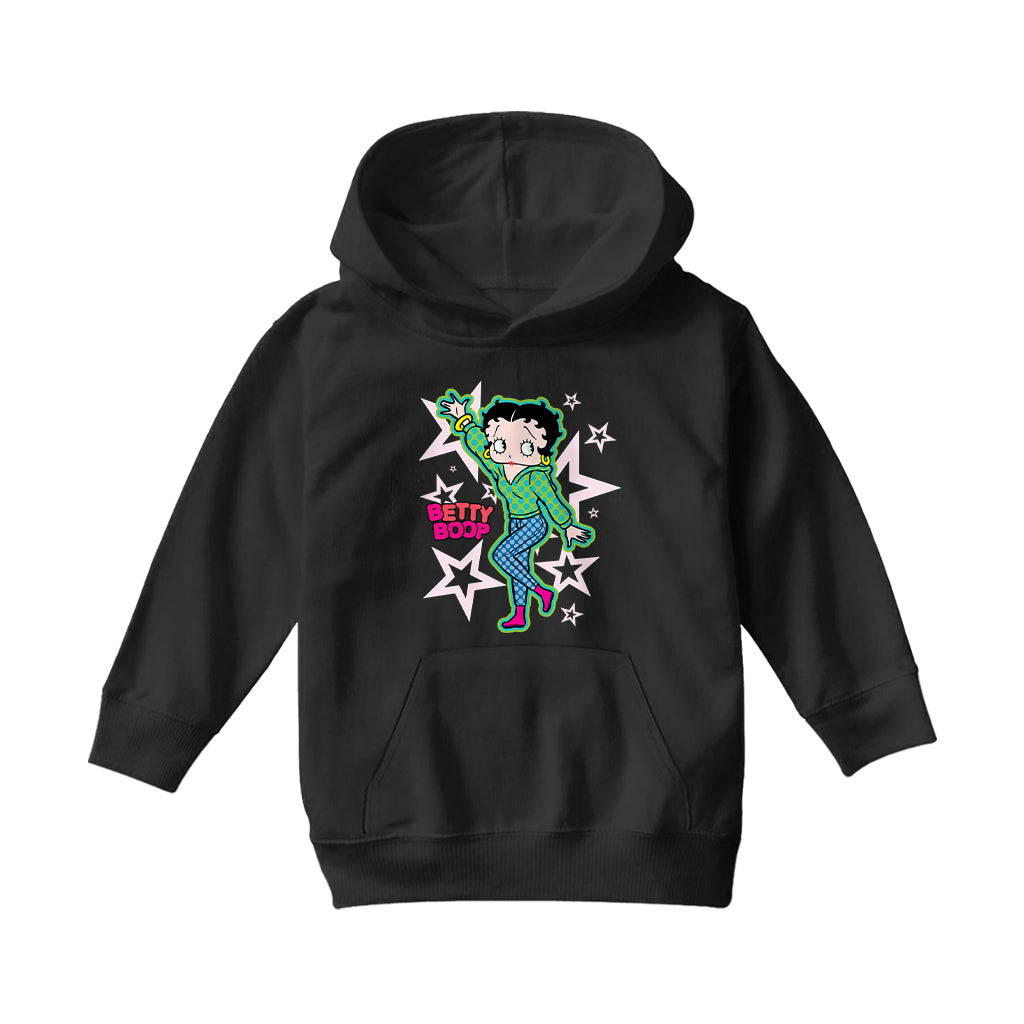 Betty Boop Green Top Stars And Dots Kids Hooded Sweatshirt
