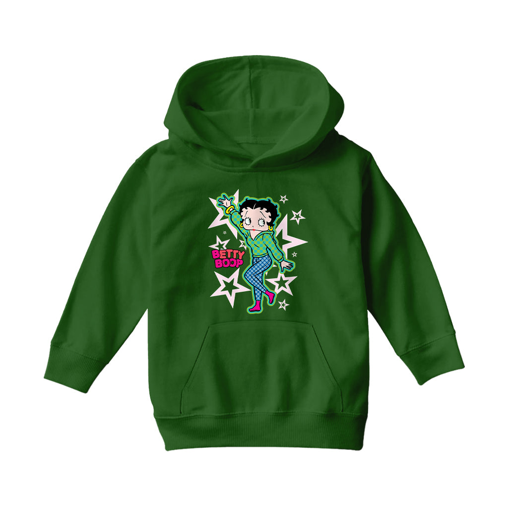 Betty Boop Green Top Stars And Dots Kids Hooded Sweatshirt