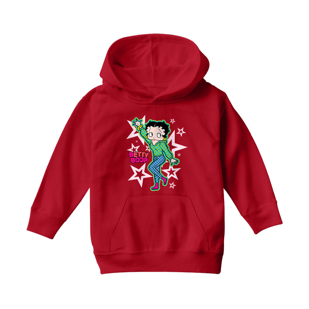 Betty Boop Green Top Stars And Dots Kids Hooded Sweatshirt