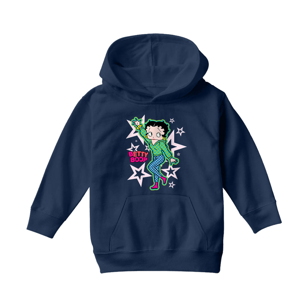Betty Boop Green Top Stars And Dots Kids Hooded Sweatshirt