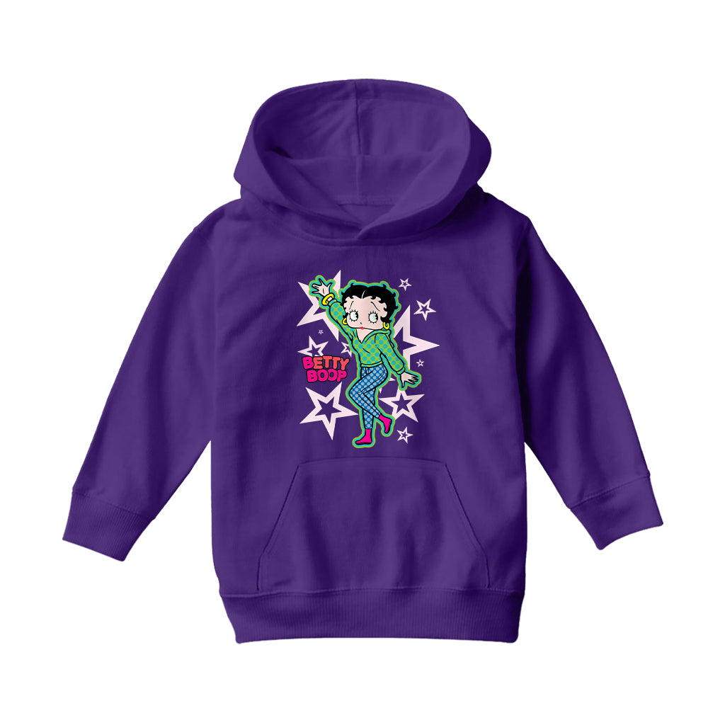 Betty Boop Green Top Stars And Dots Kids Hooded Sweatshirt