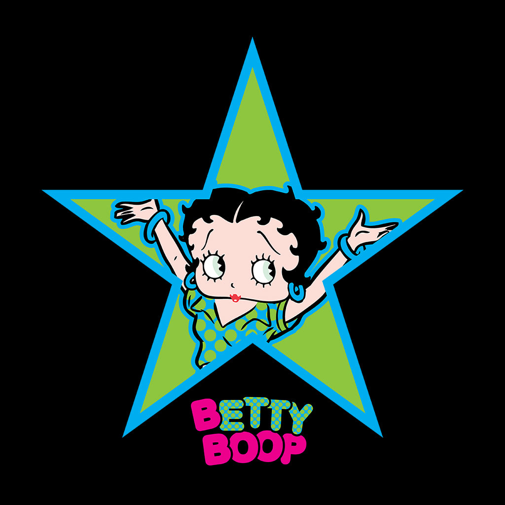 Betty Boop Green And Blue Star Kids Hooded Sweatshirt