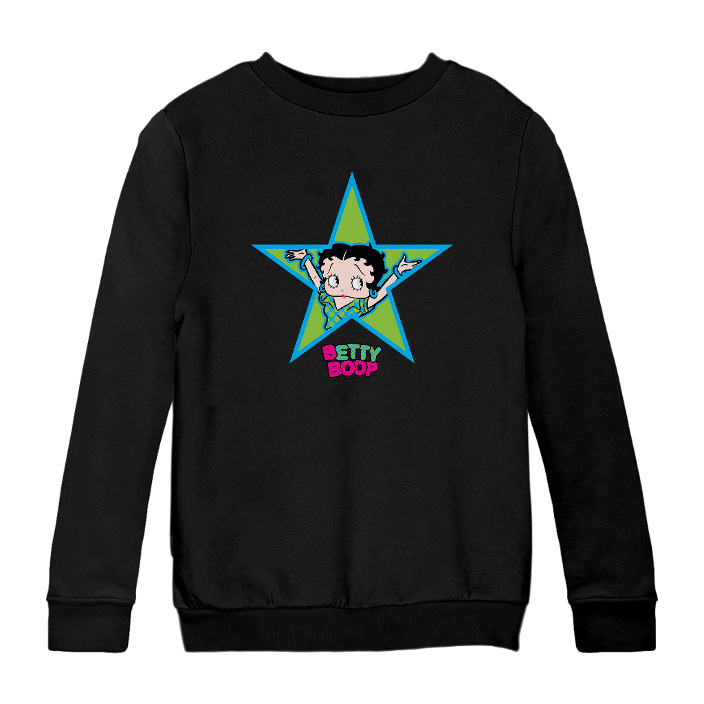 Betty Boop Green And Blue Star Kids Sweatshirt