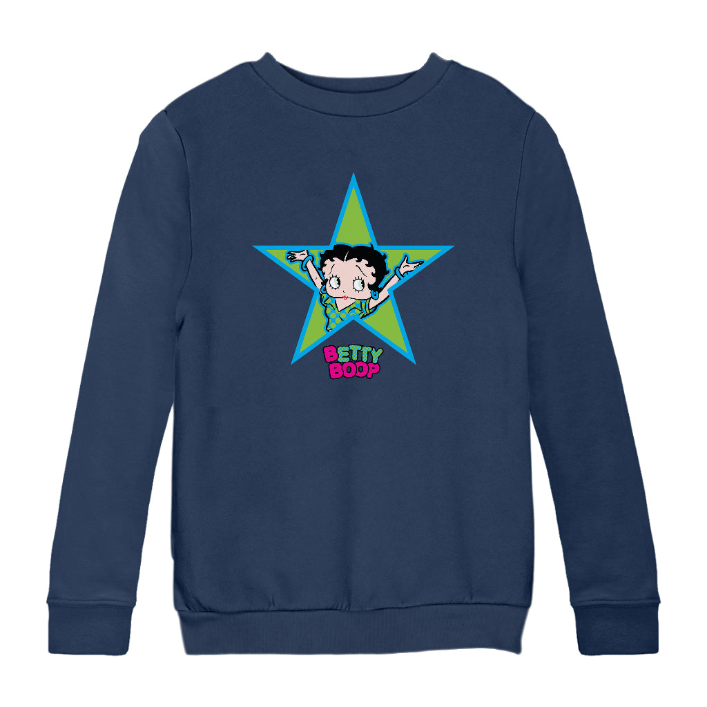 Betty Boop Green And Blue Star Kids Sweatshirt