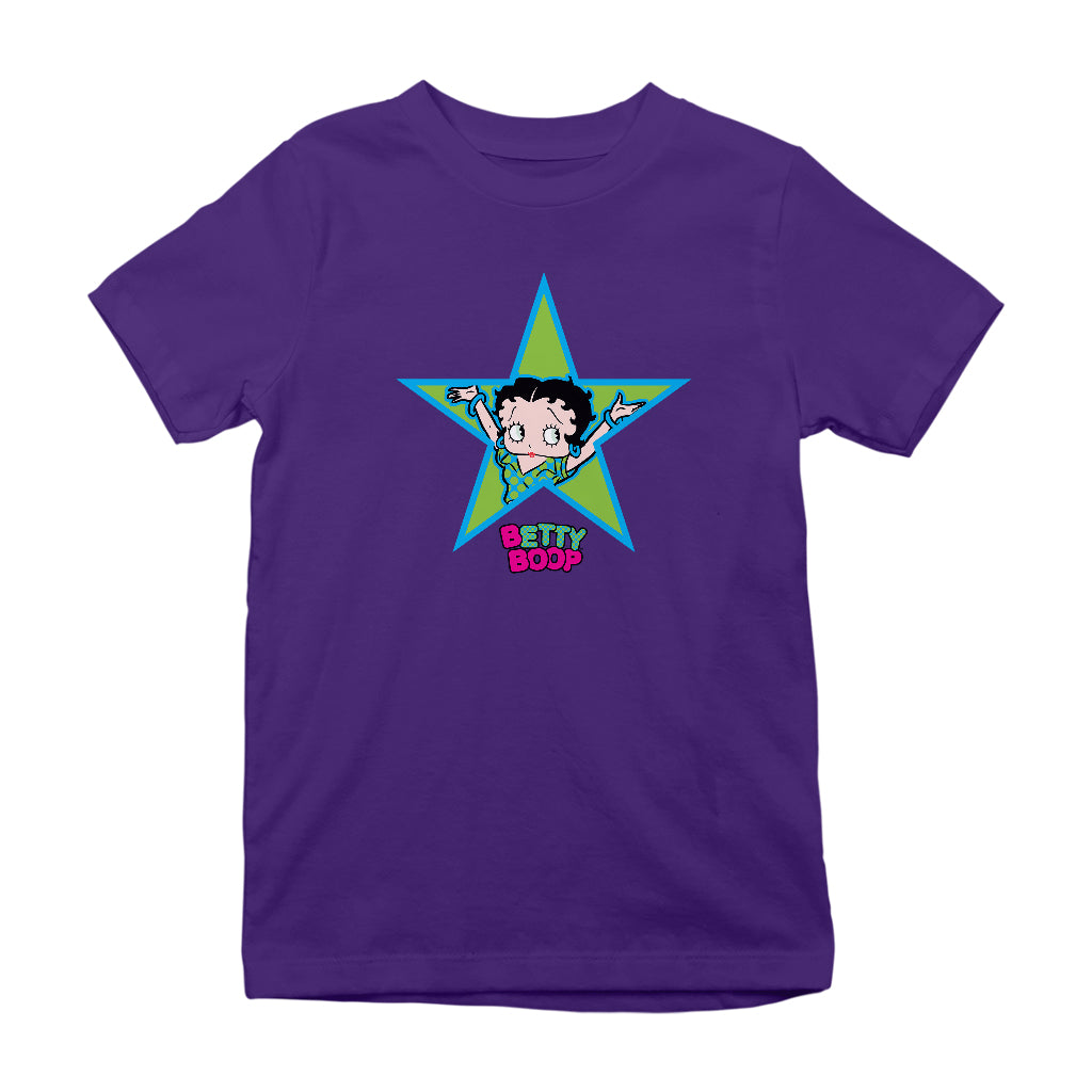 Betty Boop Green And Blue Star Kids T-Shirt