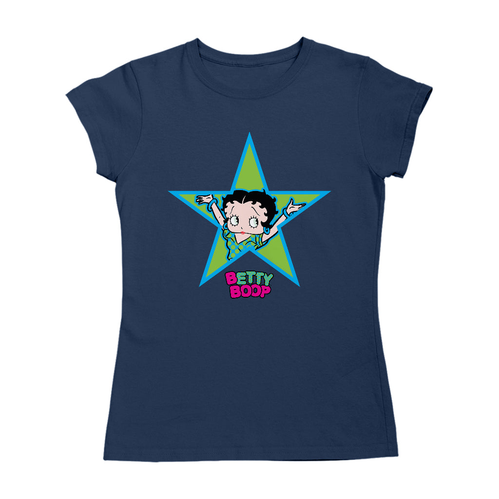 Betty Boop Green And Blue Star Women's T-Shirt