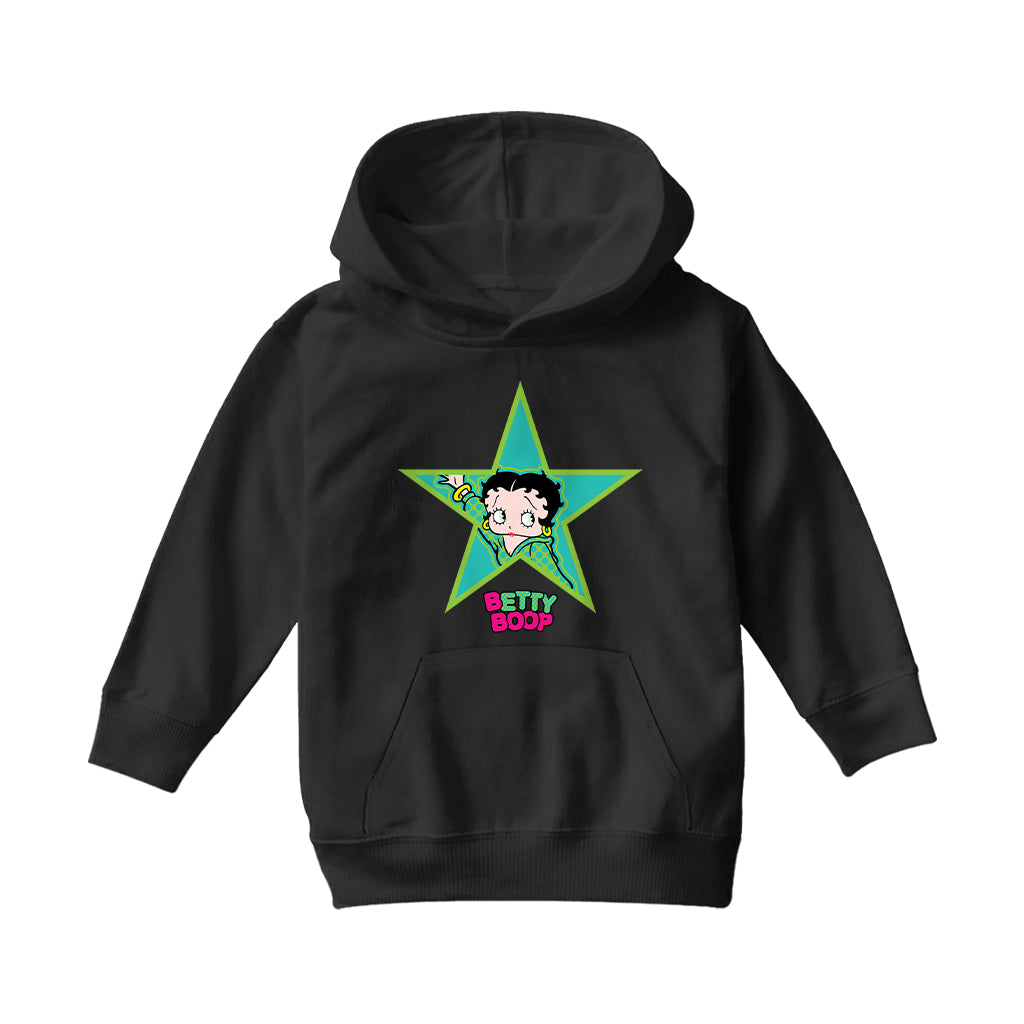 Betty Boop Big Green Star Kids Hooded Sweatshirt