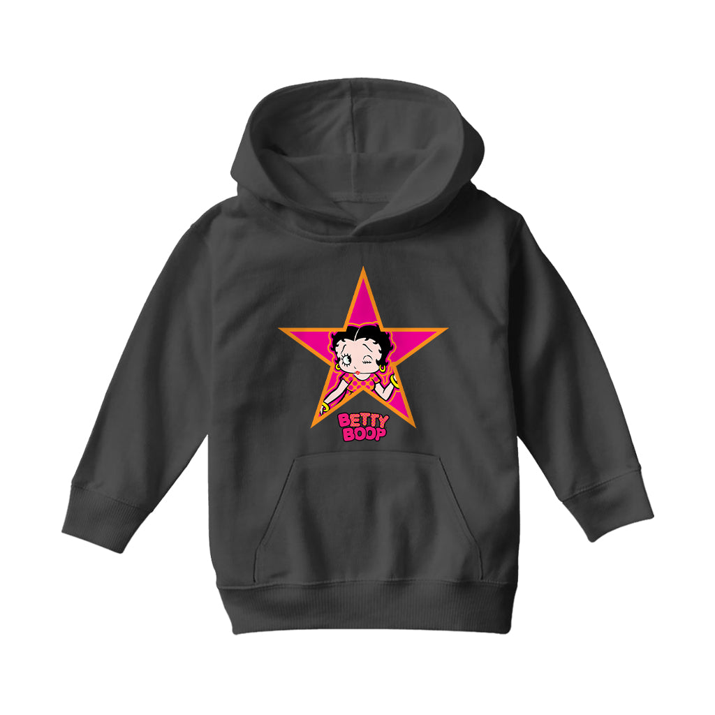 Betty Boop Pink And Orange Star Kids Hooded Sweatshirt