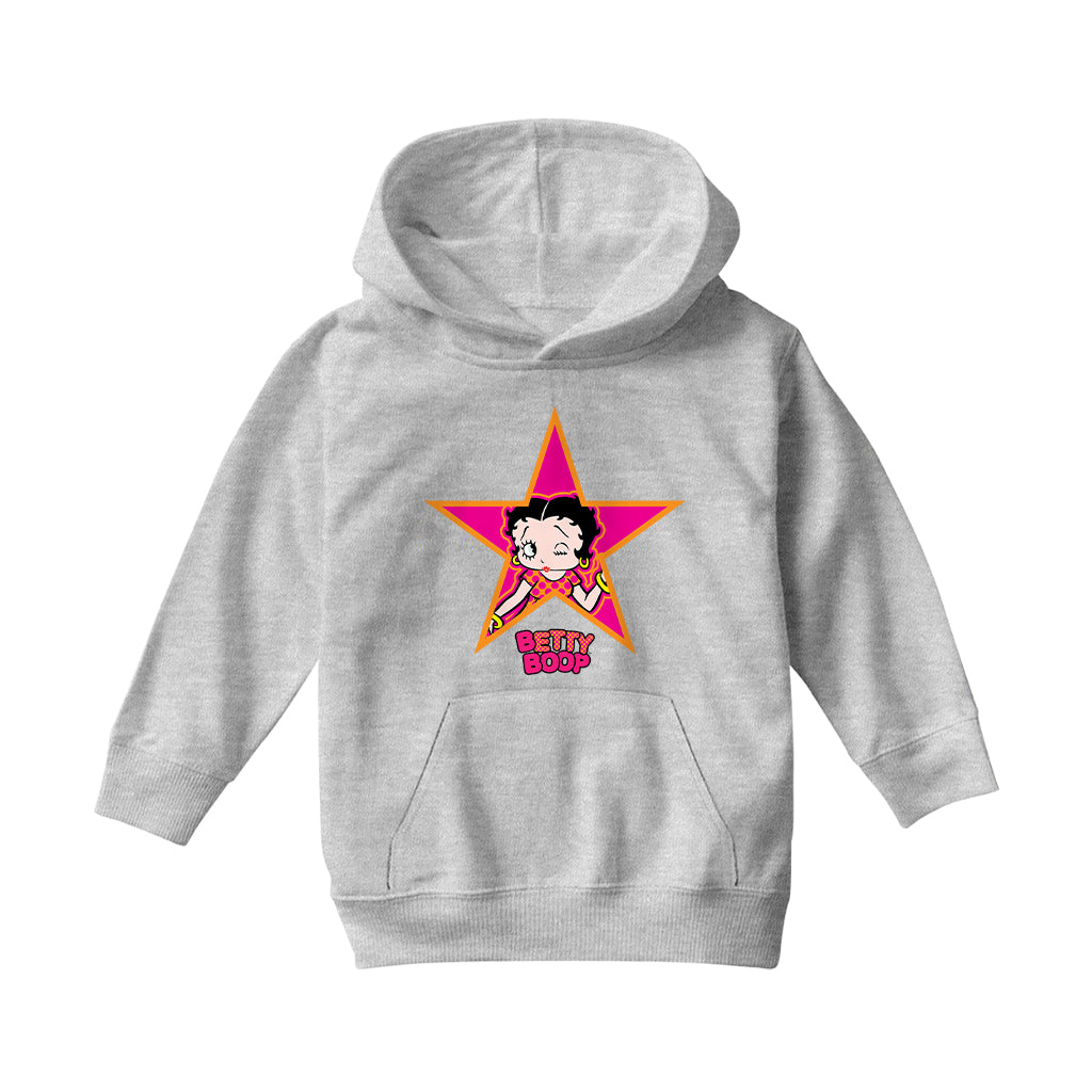 Betty Boop Pink And Orange Star Kids Hooded Sweatshirt