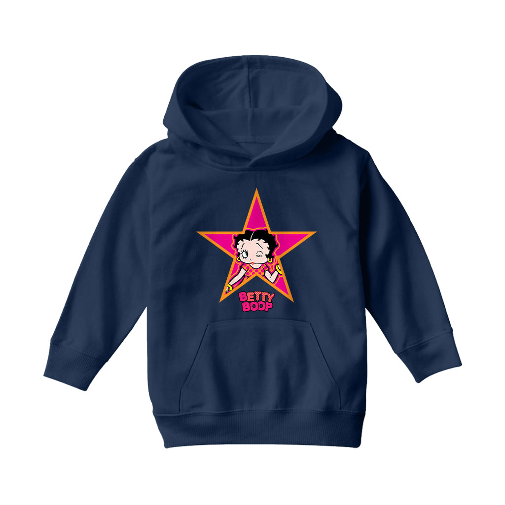 Betty Boop Pink And Orange Star Kids Hooded Sweatshirt