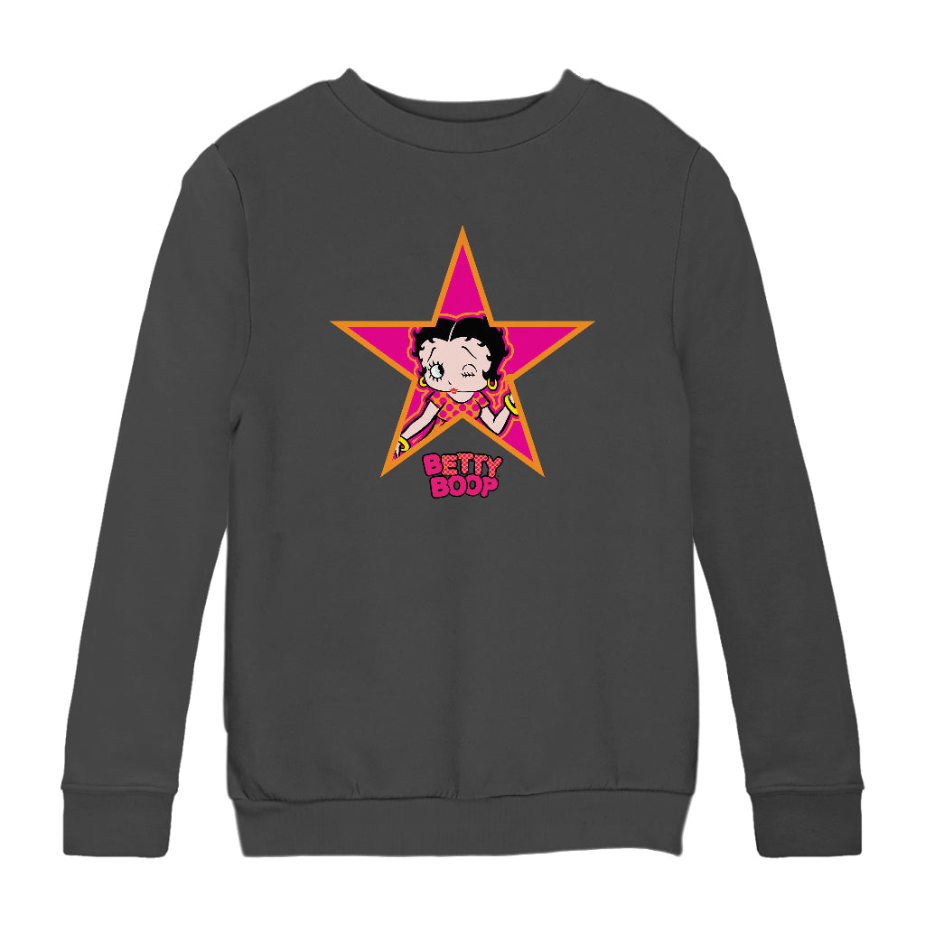 Betty Boop Pink And Orange Star Kids Sweatshirt