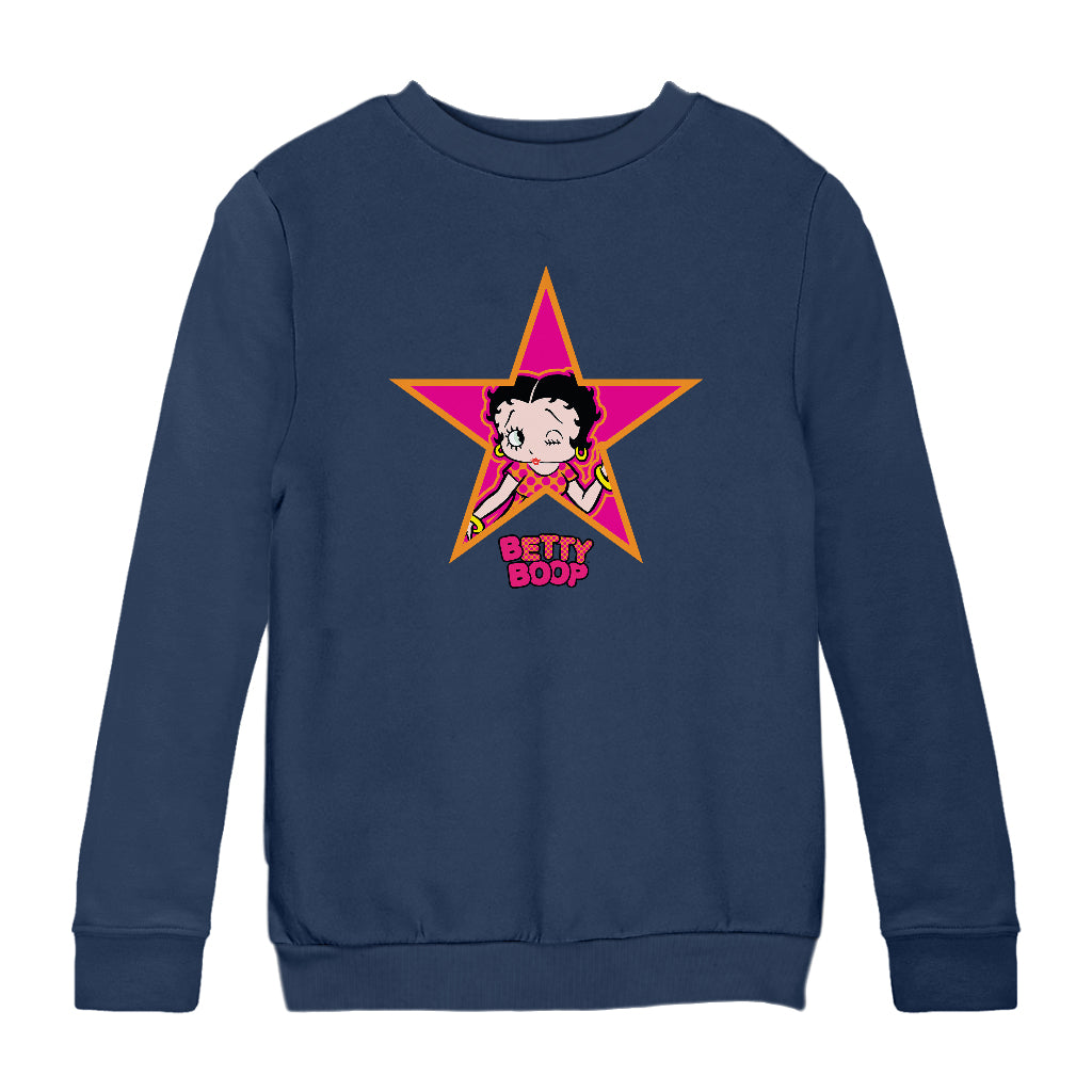 Betty Boop Pink And Orange Star Kids Sweatshirt