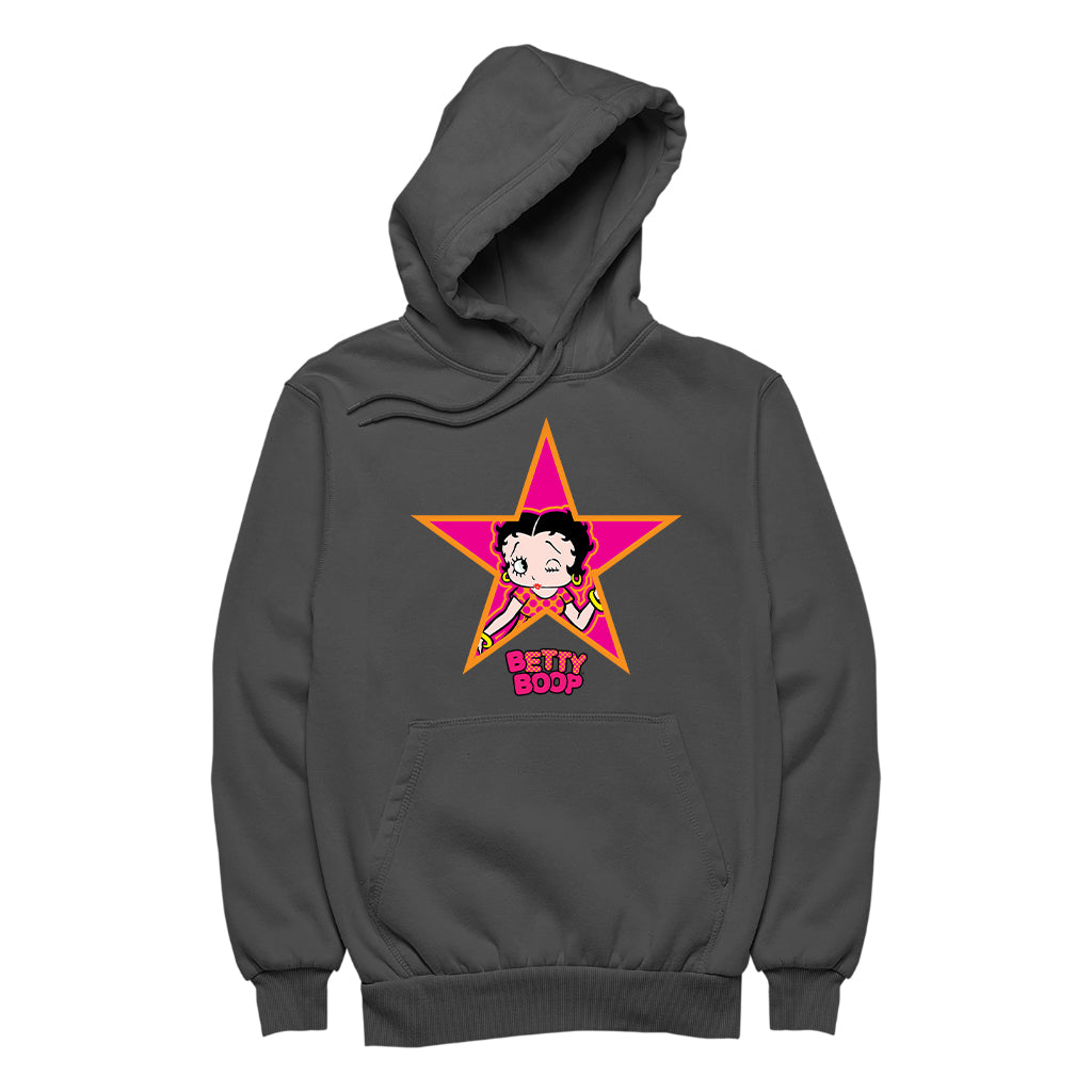 Betty Boop Pink And Orange Star Men's Hooded Sweatshirt