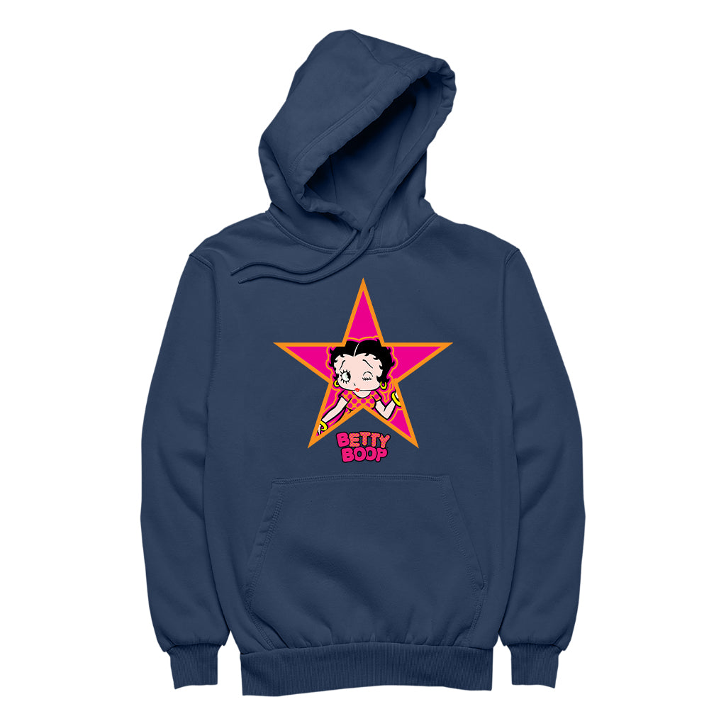 Betty Boop Pink And Orange Star Men's Hooded Sweatshirt