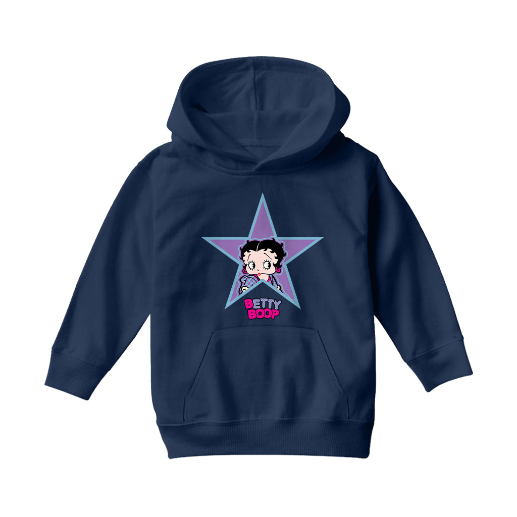 Betty Boop Purple And Blue Star Kids Hooded Sweatshirt