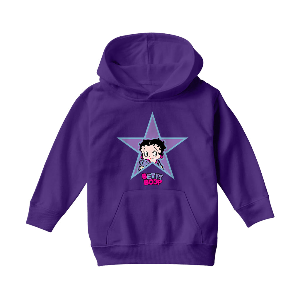 Betty Boop Purple And Blue Star Kids Hooded Sweatshirt