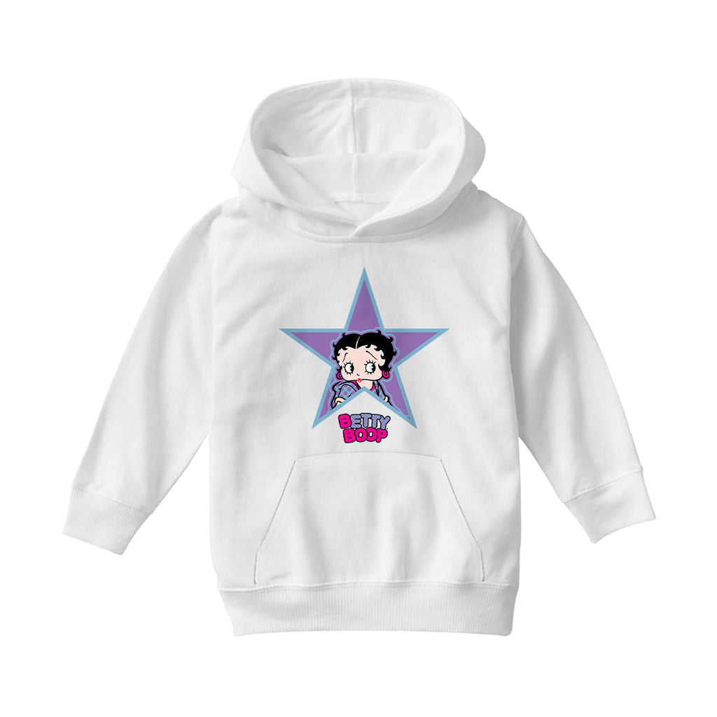 Betty Boop Purple And Blue Star Kids Hooded Sweatshirt