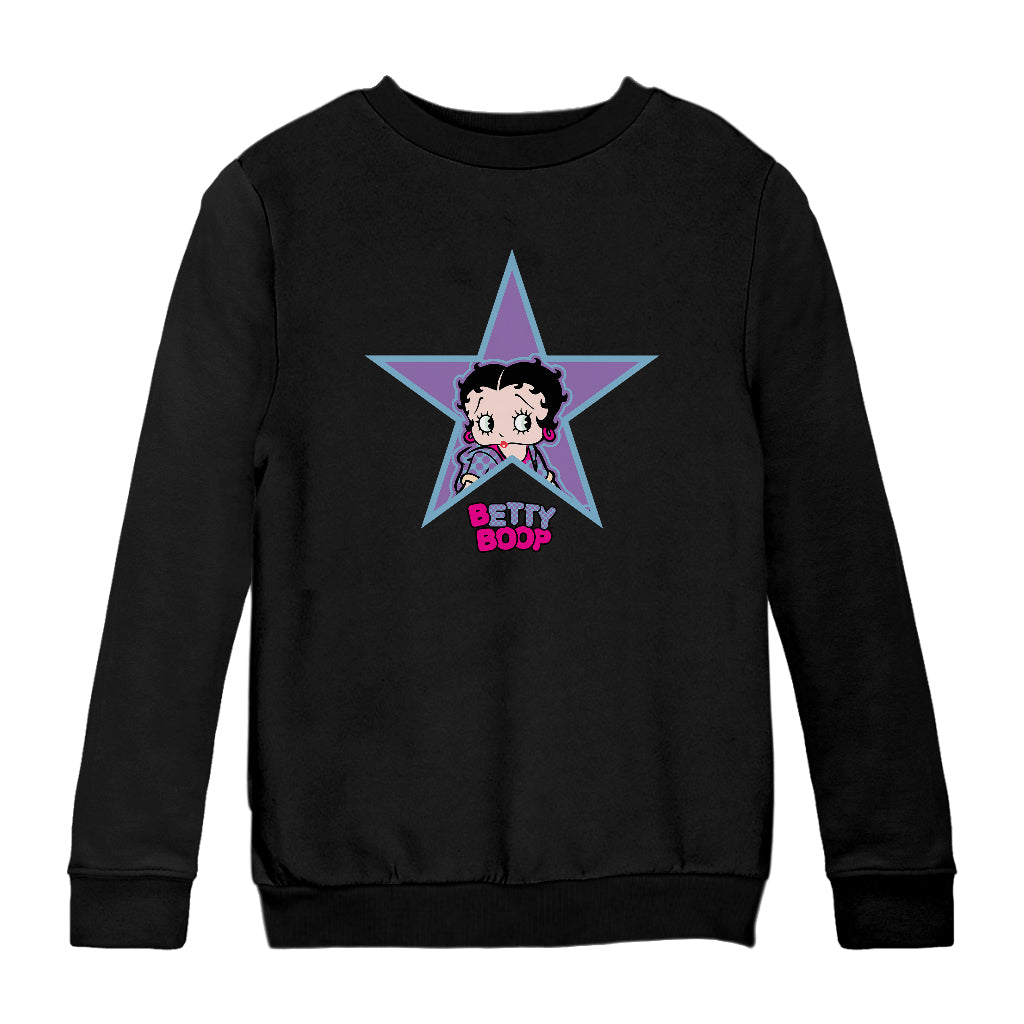 Betty Boop Purple And Blue Star Kids Sweatshirt