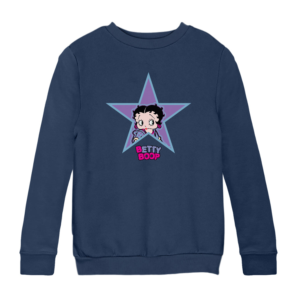 Betty Boop Purple And Blue Star Kids Sweatshirt