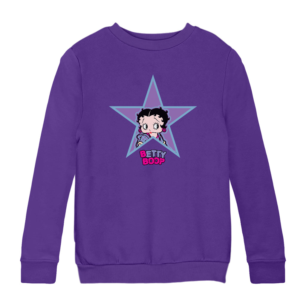 Betty Boop Purple And Blue Star Kids Sweatshirt