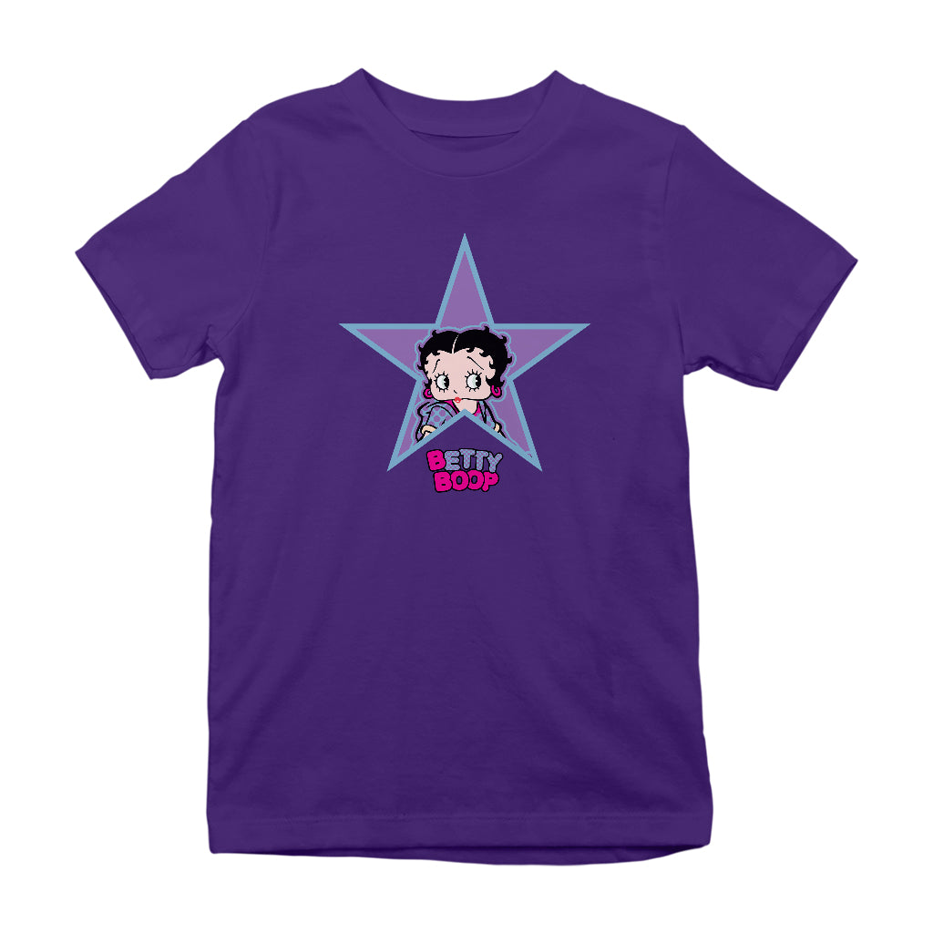 Betty Boop Purple And Blue Star Kids T-Shirt