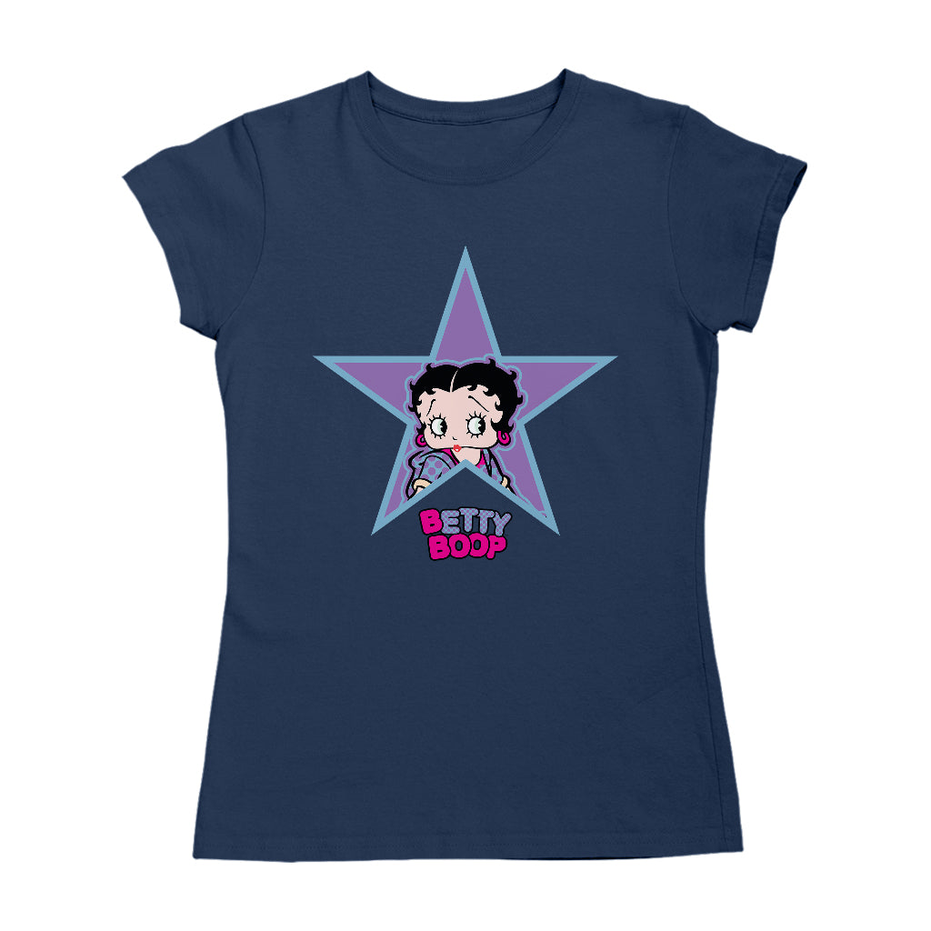 Betty Boop Purple And Blue Star Women's T-Shirt