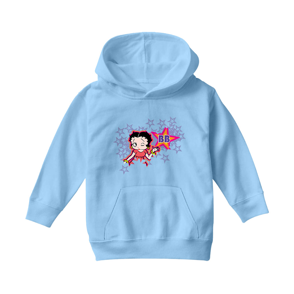 Betty Boop Purple Stars And Dots Kids Hooded Sweatshirt