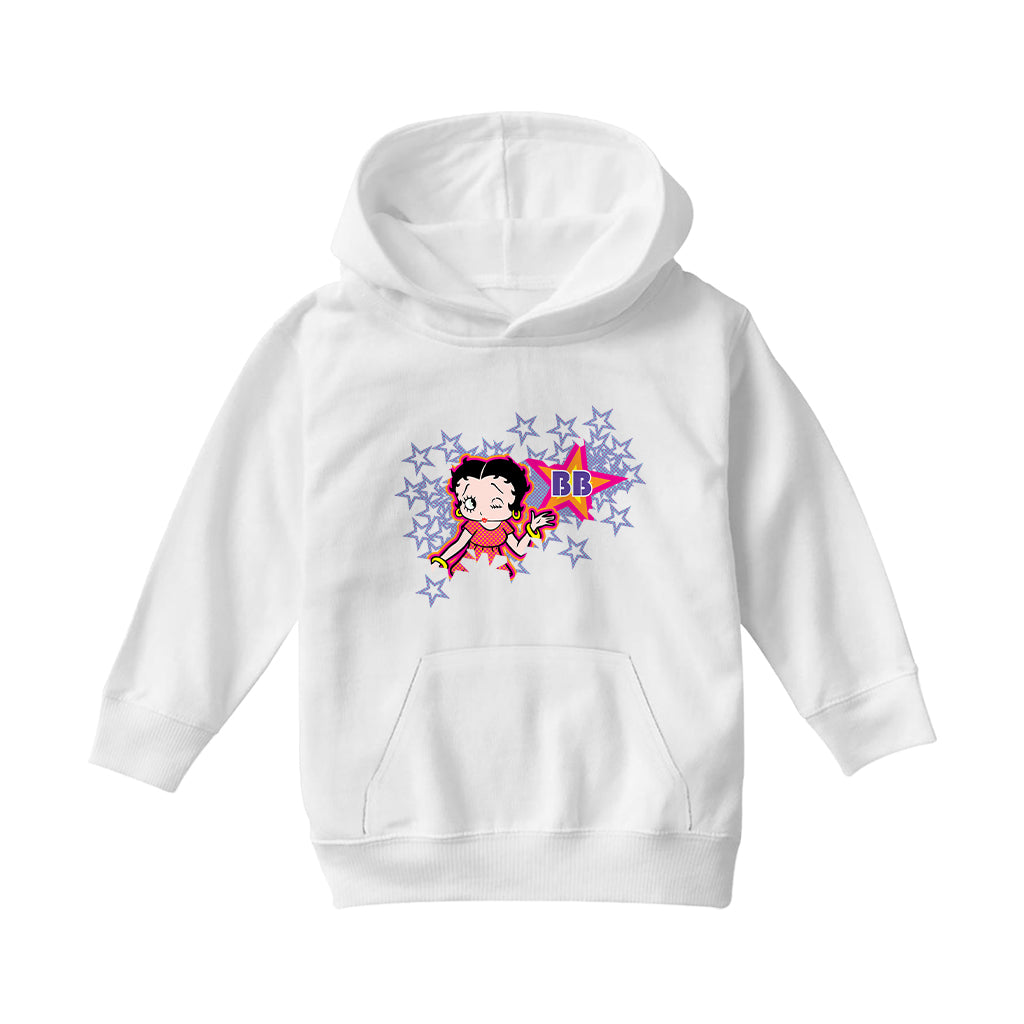 Betty Boop Purple Stars And Dots Kids Hooded Sweatshirt