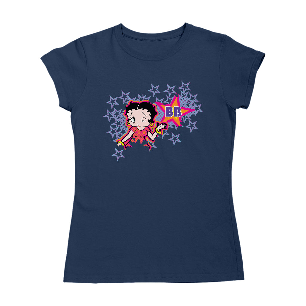 Betty Boop Purple Stars And Dots Women's T-Shirt