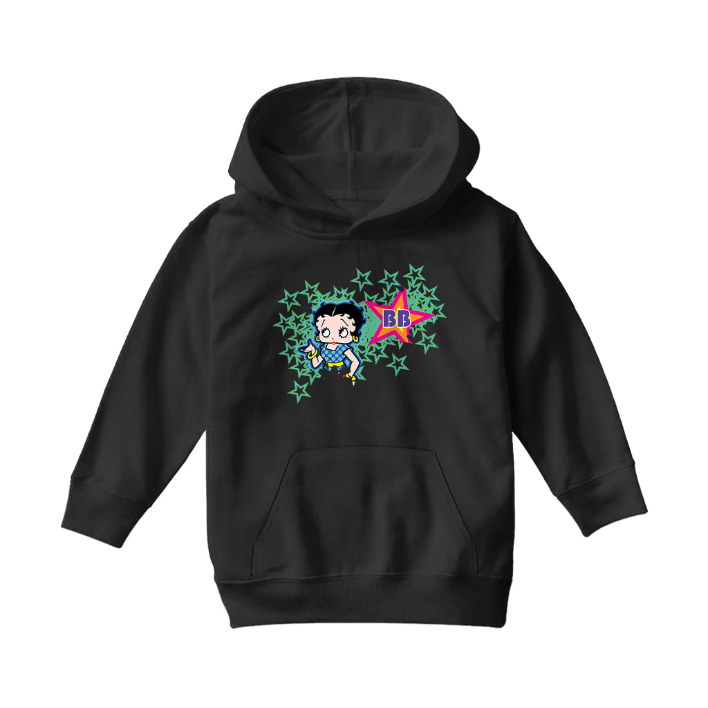 Betty Boop Green Stars With Dots Kids Hooded Sweatshirt