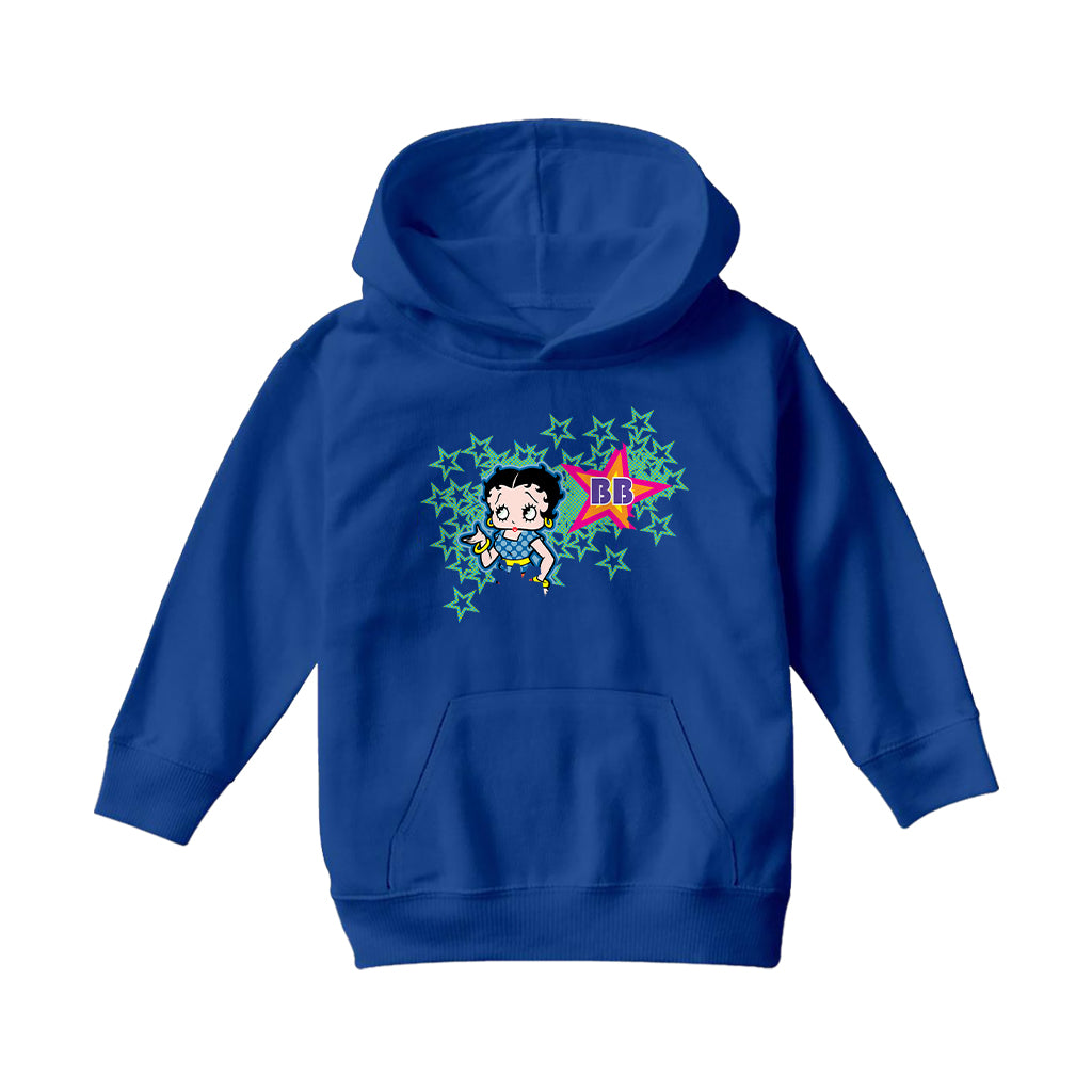 Betty Boop Green Stars With Dots Kids Hooded Sweatshirt
