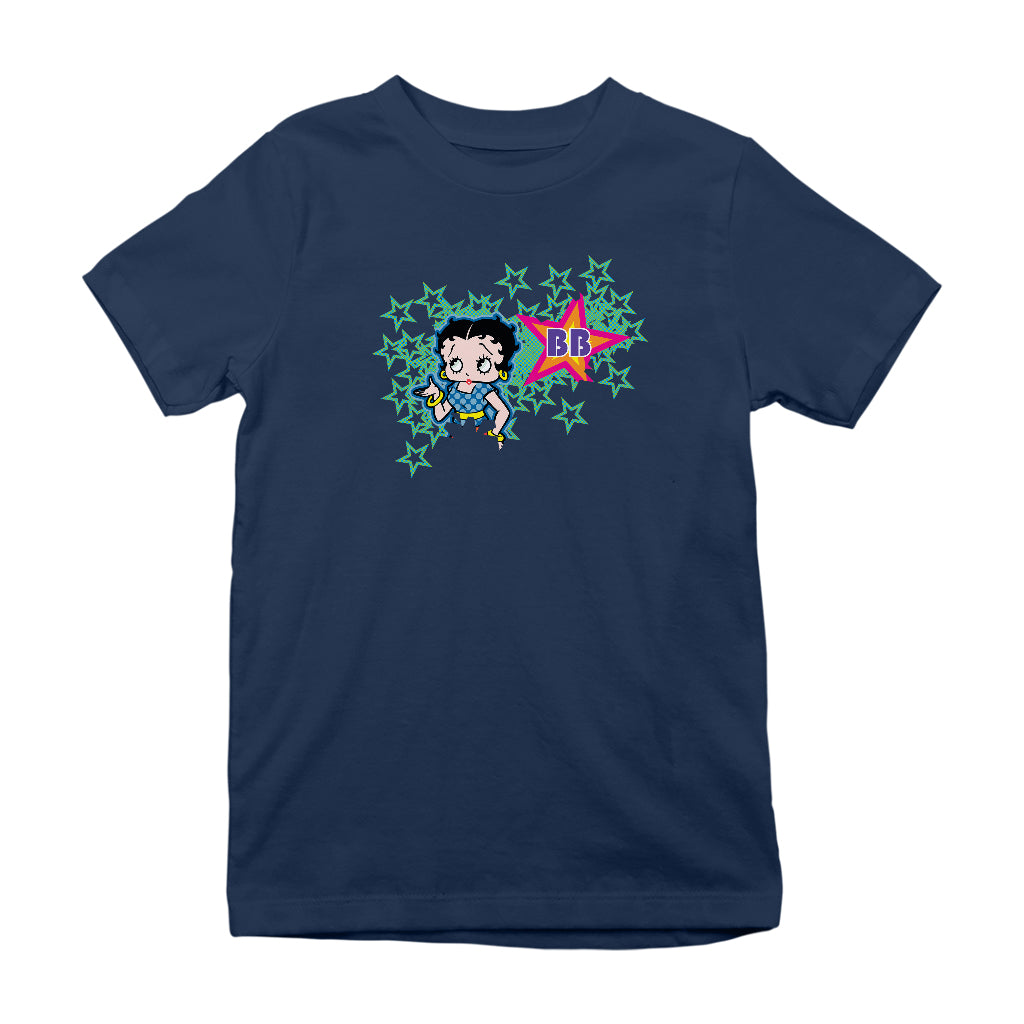 Betty Boop Green Stars With Dots Kids T-Shirt