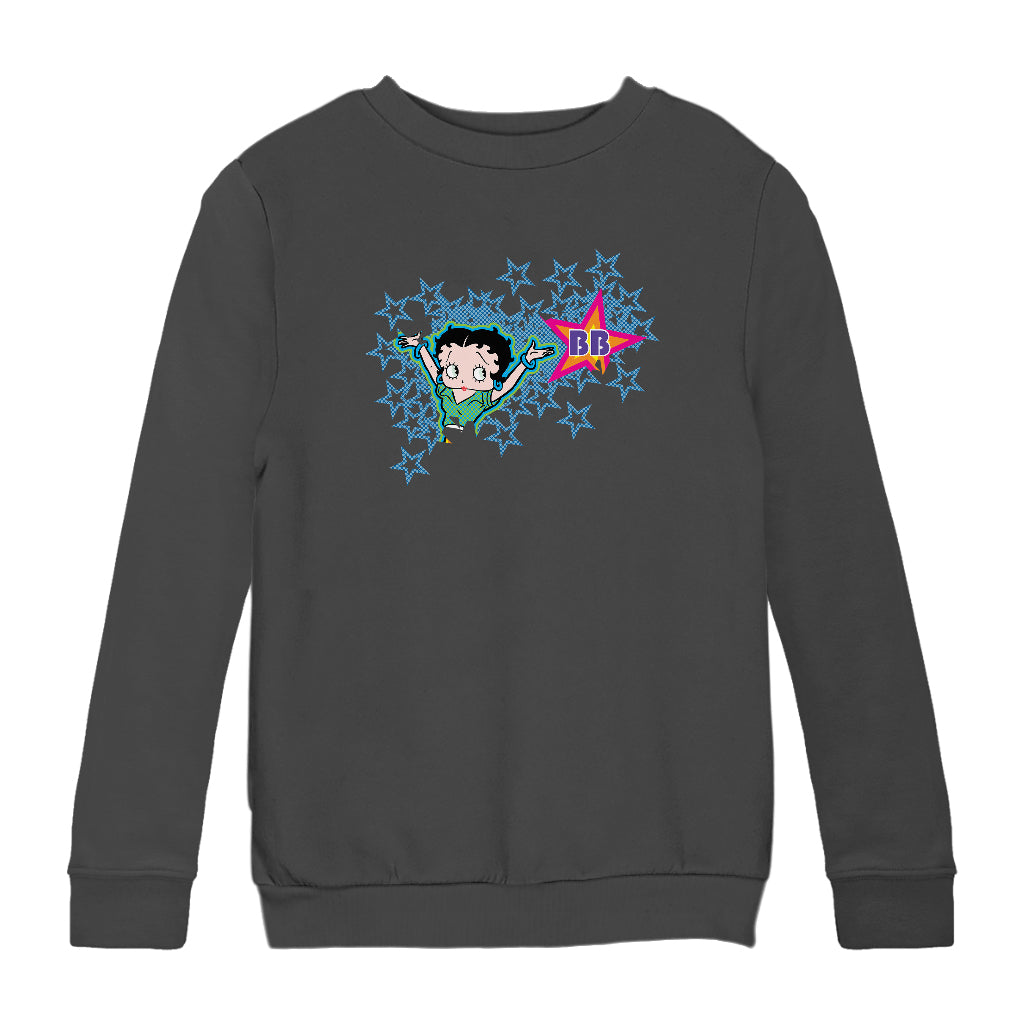 Betty Boop Dots And Blue Stars Kids Sweatshirt