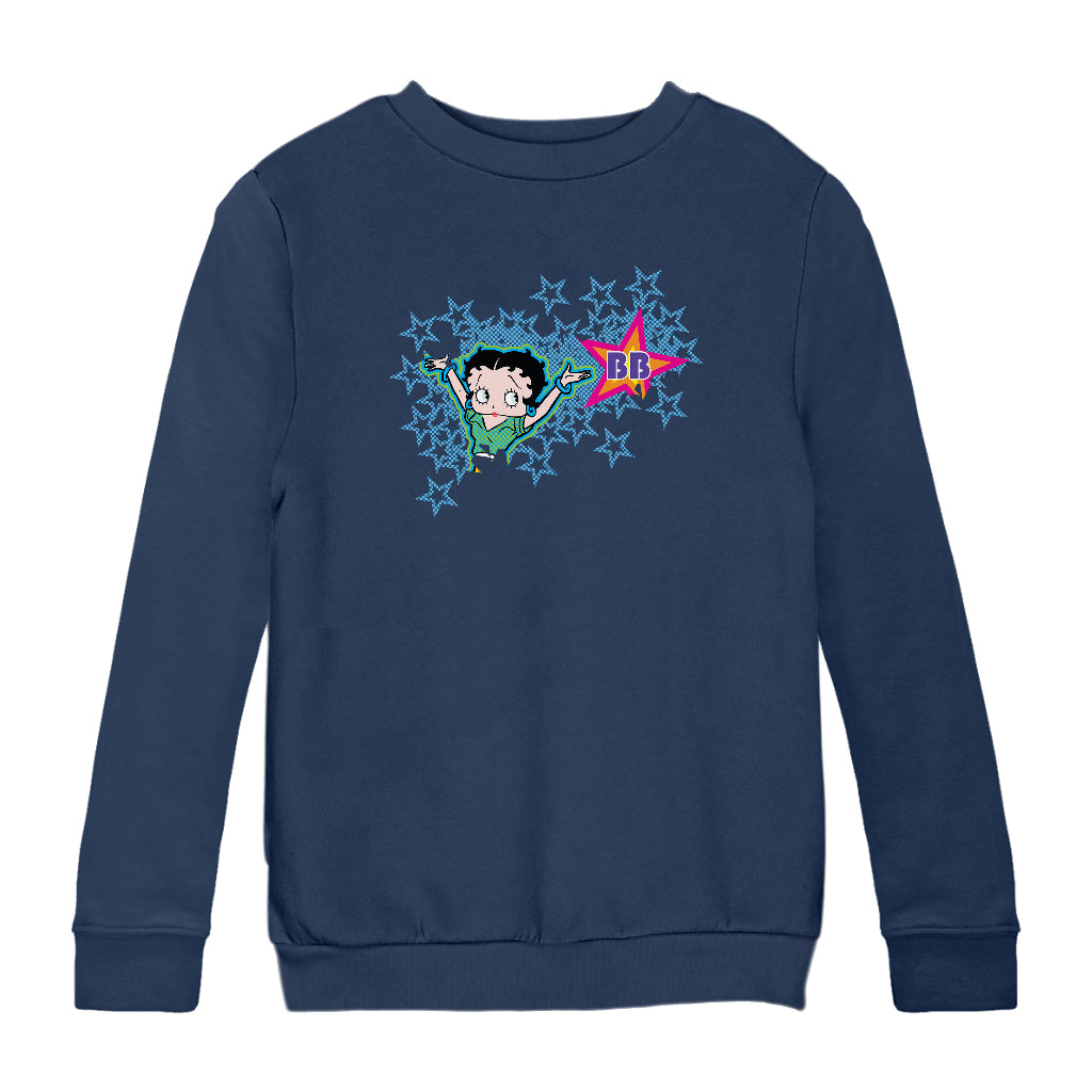 Betty Boop Dots And Blue Stars Kids Sweatshirt