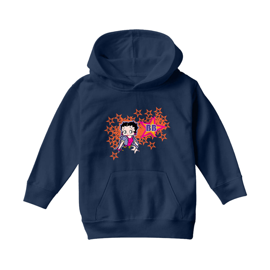 Betty Boop Dots And Orange Stars Kids Hooded Sweatshirt