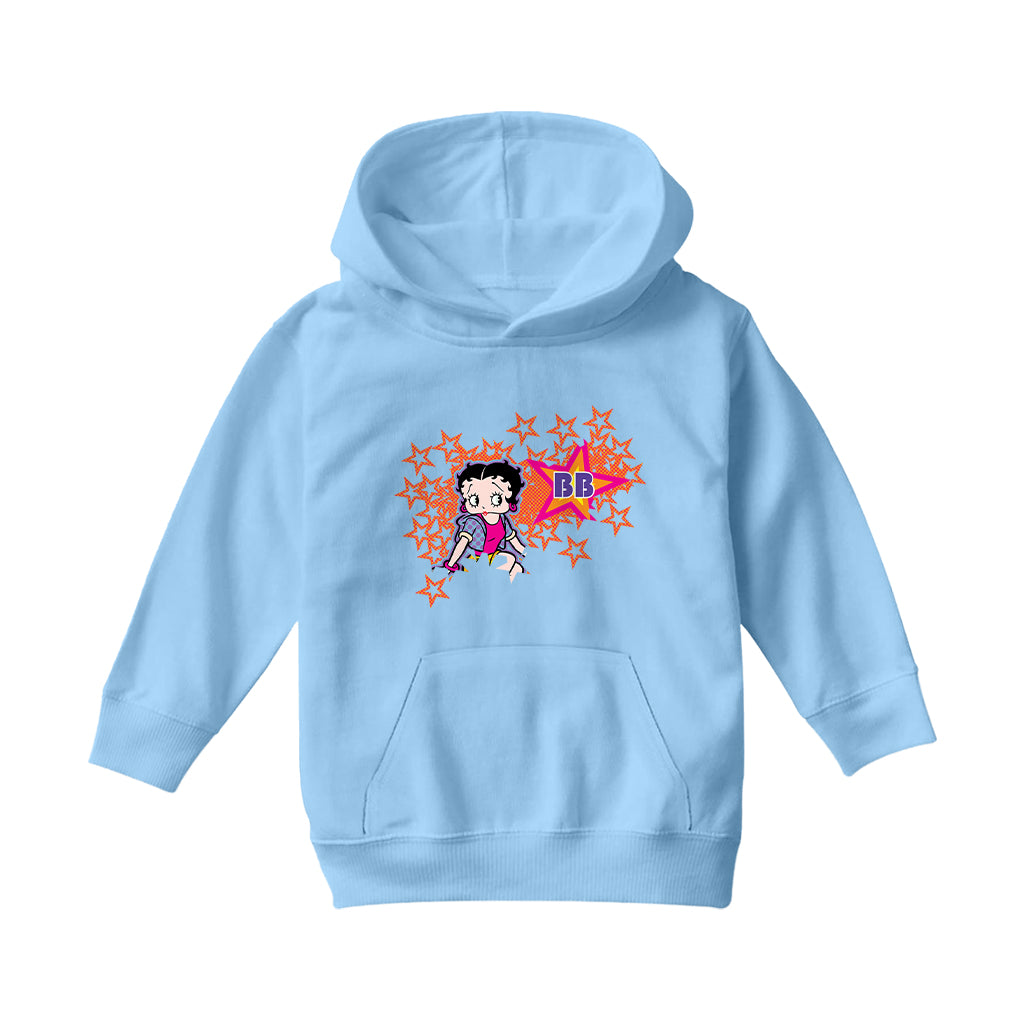 Betty Boop Dots And Orange Stars Kids Hooded Sweatshirt