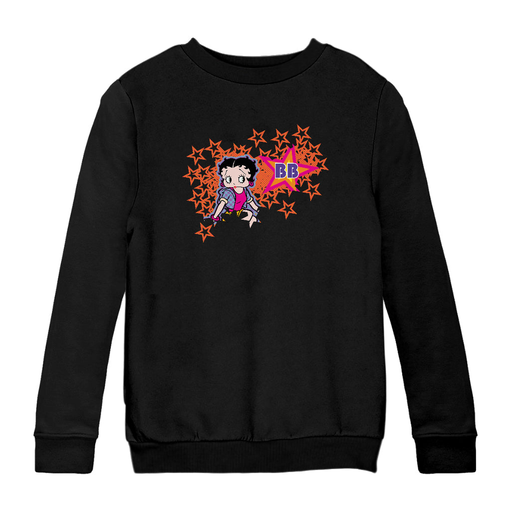 Betty Boop Dots And Orange Stars Kids Sweatshirt