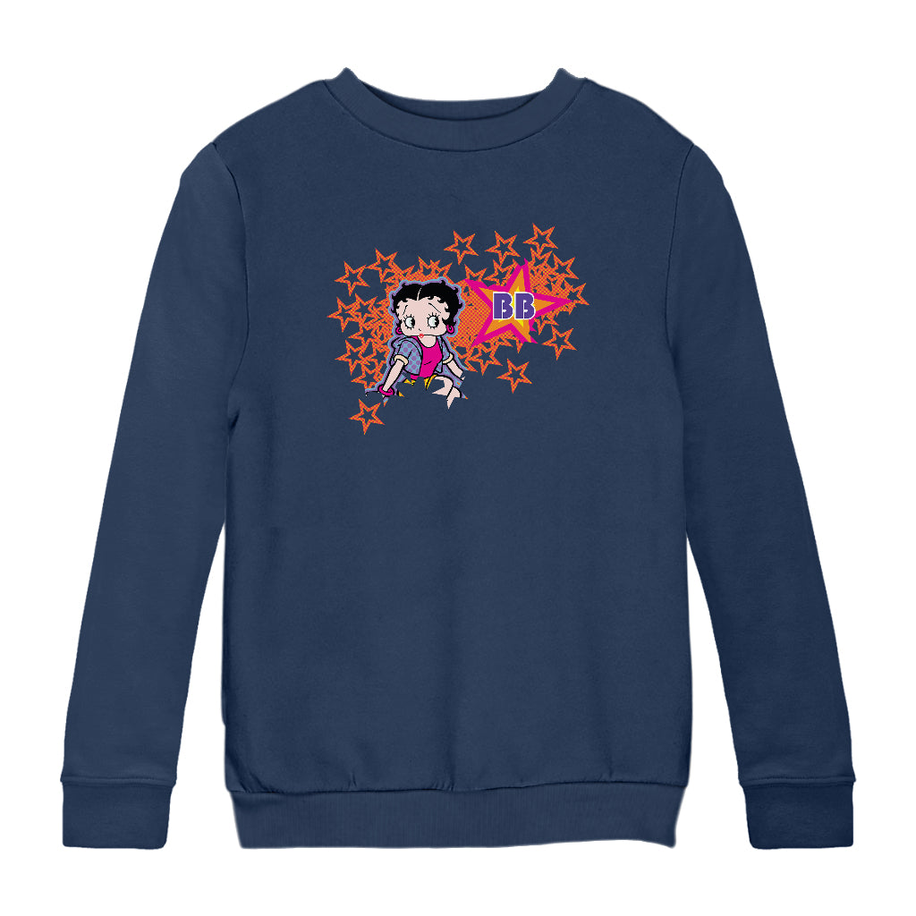 Betty Boop Dots And Orange Stars Kids Sweatshirt