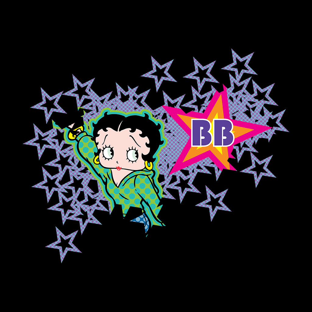 Betty Boop Green Top Purple Stars Kids Hooded Sweatshirt