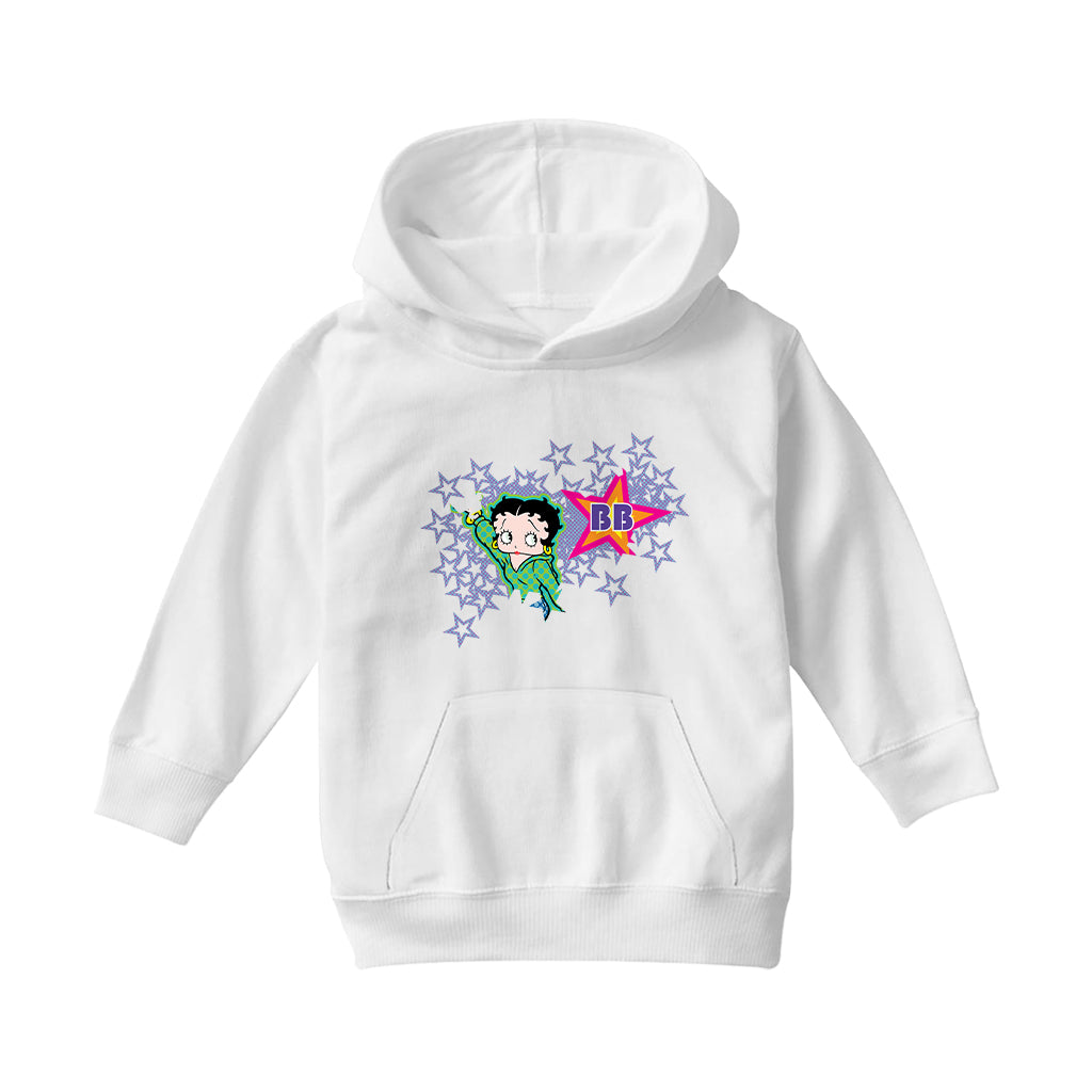 Betty Boop Green Top Purple Stars Kids Hooded Sweatshirt