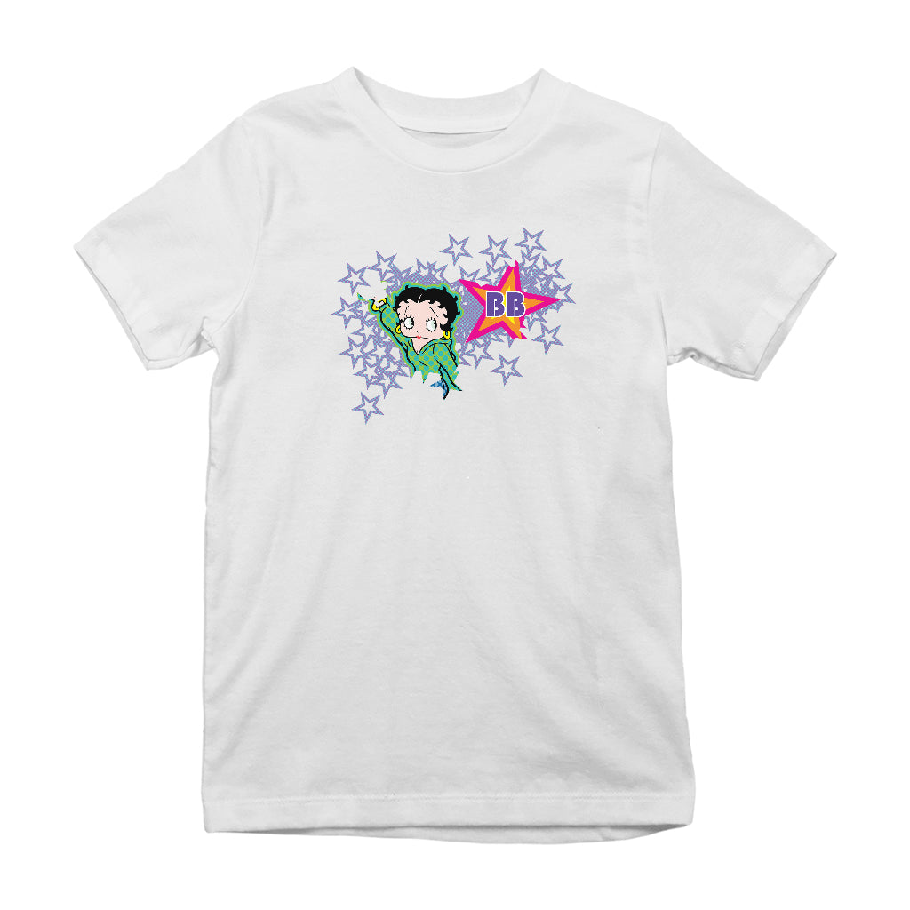 Betty Boop Green Top Purple Stars Kids T-Shirt