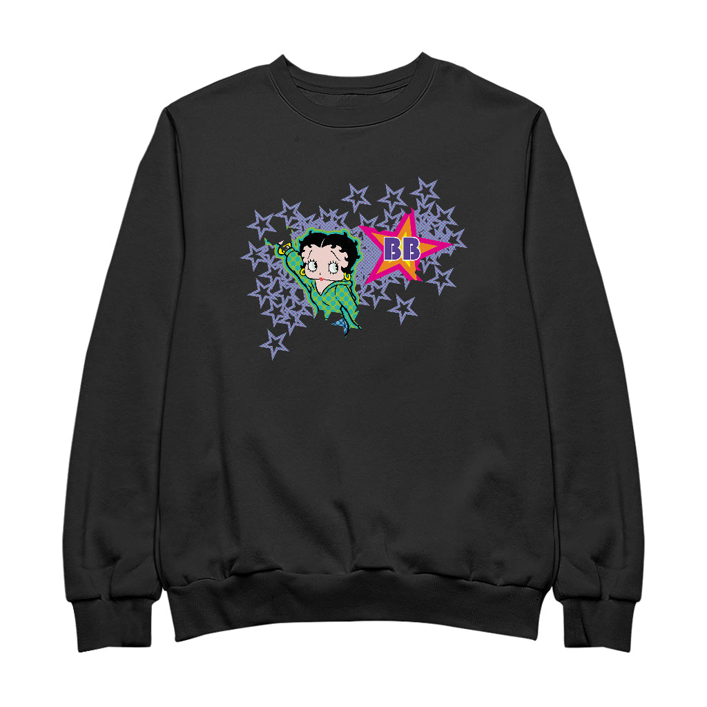 Betty Boop Green Top Purple Stars Men's Sweatshirt