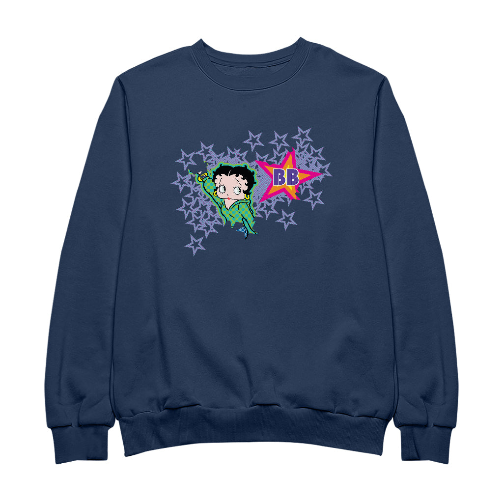 Betty Boop Green Top Purple Stars Men's Sweatshirt