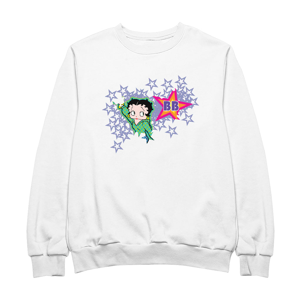 Betty Boop Green Top Purple Stars Men's Sweatshirt