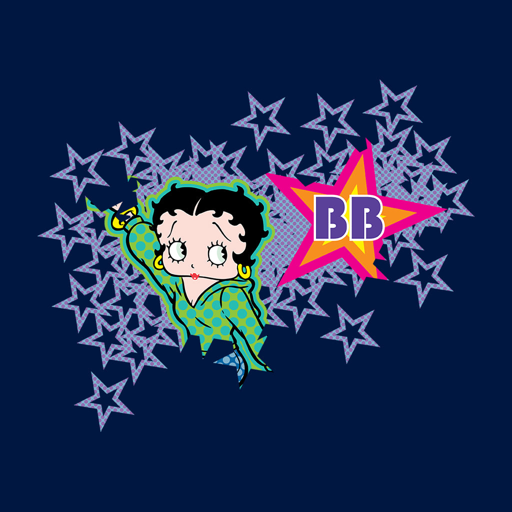 Betty Boop Green Top Purple Stars Kids Hooded Sweatshirt