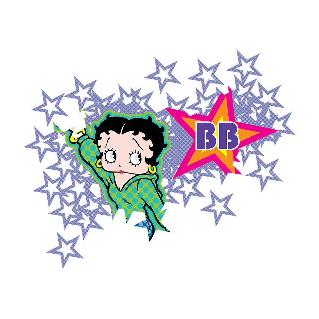 Betty Boop Green Top Purple Stars Kids Hooded Sweatshirt