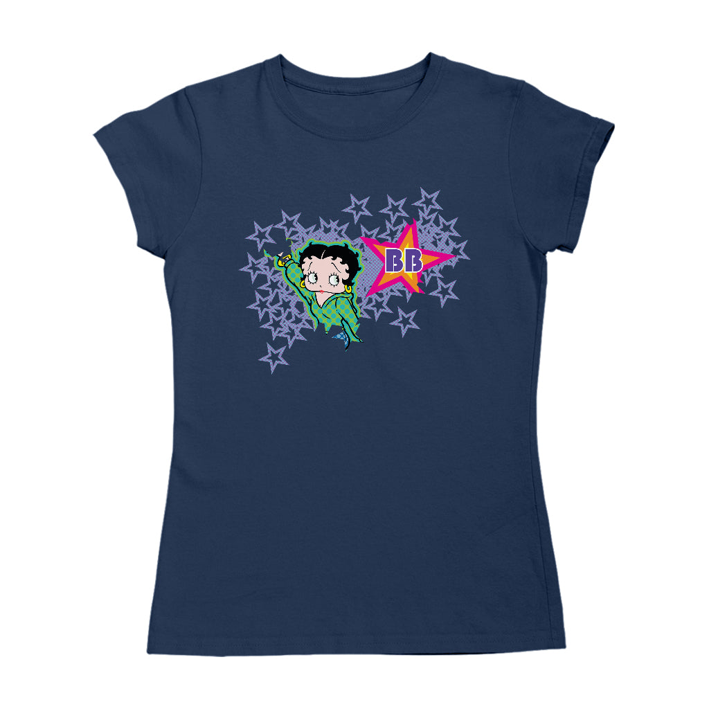 Betty Boop Green Top Purple Stars Women's T-Shirt