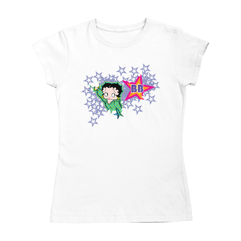Betty Boop Green Top Purple Stars Women's T-Shirt