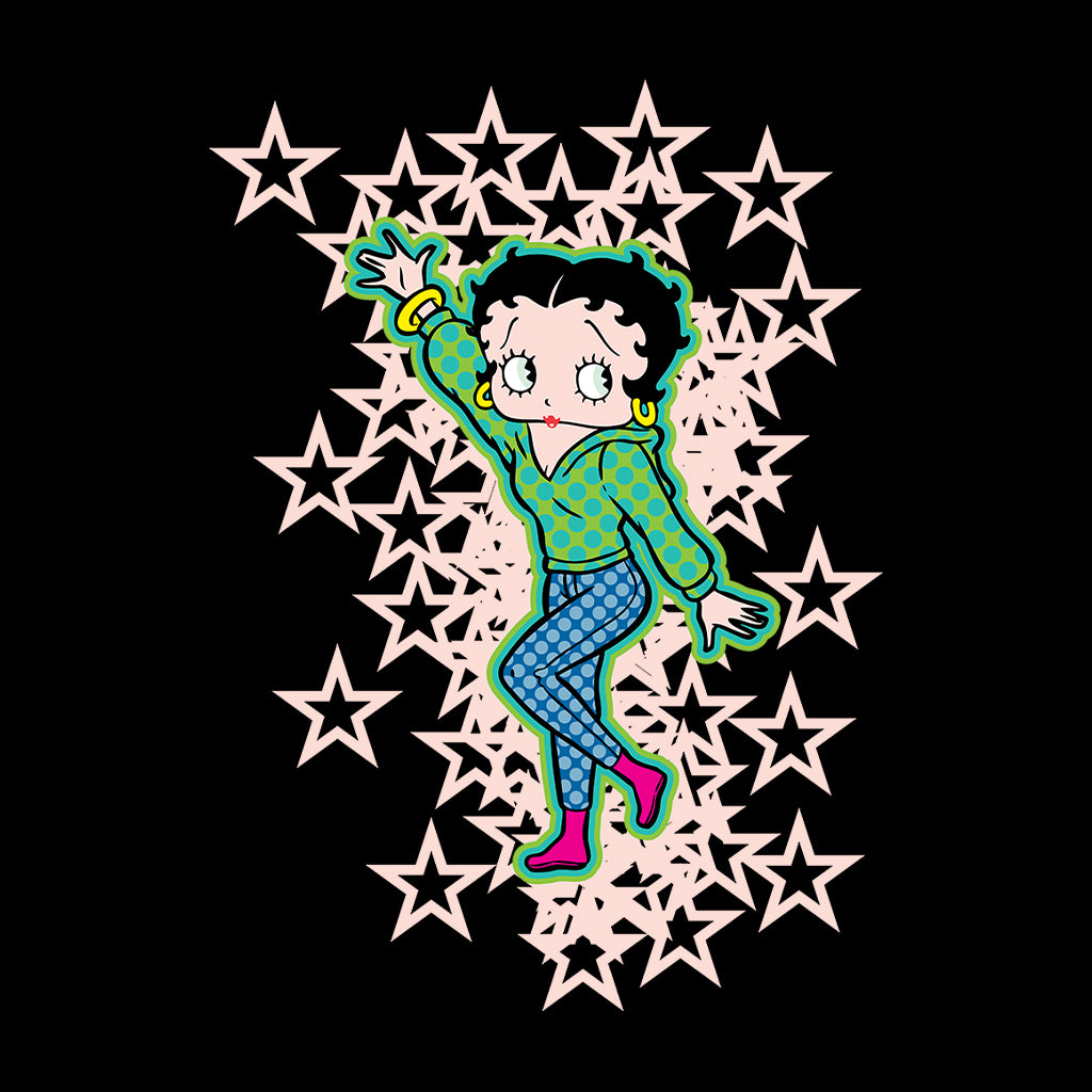 Betty Boop Pink Boots Light Pink Stars Kids Hooded Sweatshirt